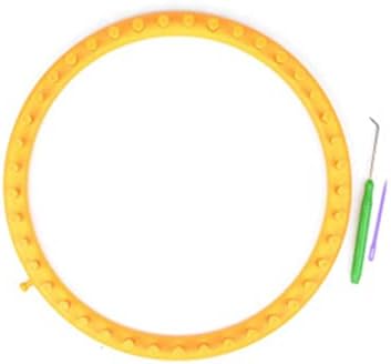 Kakalote Round Knitting Looms Set, Craft Kit Tool with Hook Needle and Crochet, Round Plastic Knit Quick Loom Set, for Loom Knitting Hats, Scarves Shawl Sock Blankets & More(Yellow-29cm) by Unknown