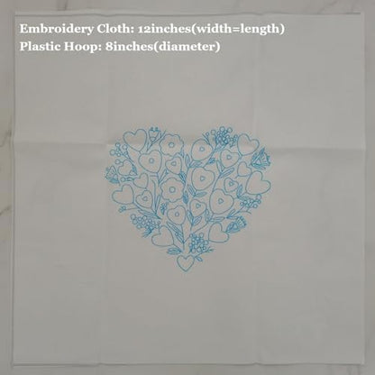 Esffaci Embroidery Starter Kit for Adult Beginner with Love Heart Flowers Pattern Hand Embroidery Set with Cloth Hoop Needle Threader Floss and Instruction - Image 3