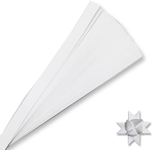 White Paper Strips for Weaving Projects (Single Color Packs). Paper Strips for Moravian Stars, German Stars and Froebel Stars. 50 Strips per Pack (White, 3/8 x 12 inch) by OrigamiJoy