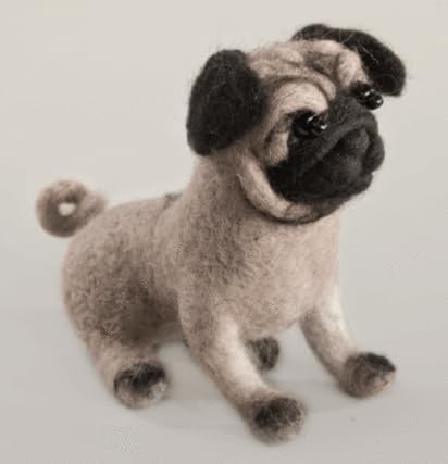 Wizardi Beginner Needle Felting Kit for Adults - Pugdog. Animal Felting Kit 5.12x5.71 Inches. Felting Tools. Wool Felting Supplies. Felt Crafts. Wool Felt. V-149C Charivna Mit - Image 3