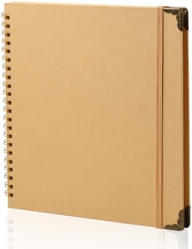 Joyberg Scrapbook 80 Pages, Scrapbooking Supplies 8 x 8 In, junk journal Album Suitable for Album Memory Book Wedding, Anniversary Family, DIY Craft Projects (Brown) by Joyberg