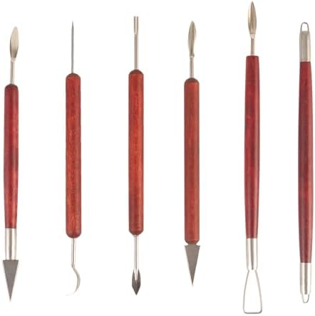 DIYOOHOMY Double-Ended Clay Sculpting Tools Set, 6 Pcs Pottery Carving Tools for Polymer Air Dry Clay, Professional Ceramic Modeling, Trimming, Shaping, DIY Crafts Supplies by DIYOOHOMY