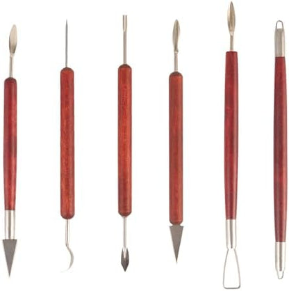 DIYOOHOMY Double-Ended Clay Sculpting Tools Set, 6 Pcs Pottery Carving Tools for Polymer Air Dry Clay, Professional Ceramic Modeling, Trimming, Shaping, DIY Crafts Supplies by DIYOOHOMY