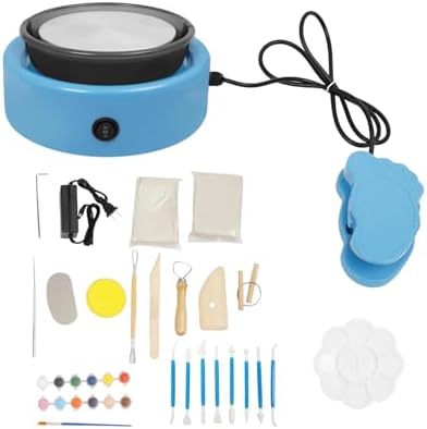 Mini Pottery Wheel for Adults & Kids, Pottery Wheel Kit for Beginners, 6" Turntable with Adjustable Speed, Complete Clay Sculpting Tools, Ideal for DIY Craft Projects & Birthday Gifts (Blue) by Unknown