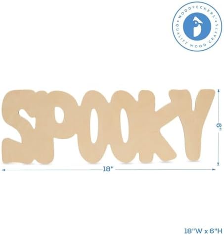 Wood Spooky Cutout 18 x 6-1/5 Inch, Pack of 3 Unfinished Wooden Cutouts for Crafting, Door Hangers, and DIY Halloween Décor, by Woodpeckers - Image 4
