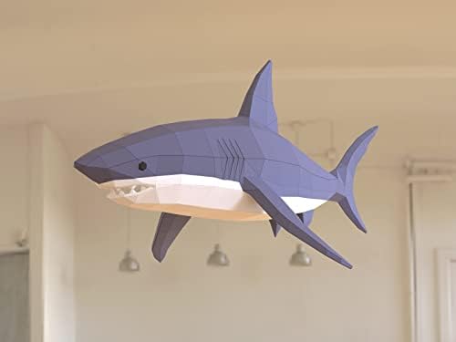 Shark Paper Sculpture,Pre-Cut DIY Papercraft Kit,Handmade Sea Animal Figurine, Color,Low Poly Home Decor,All Accessories Included - Image 3