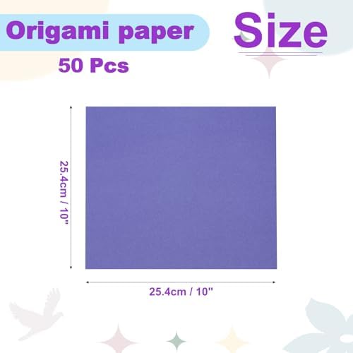 DMiotech 50 Sheets 10x10 Inch Origami Paper Large, 7 Colors Purple Square Origami Paper Easy Fold Double Sided Colored Paper for DIY Arts and Crafts - Image 4
