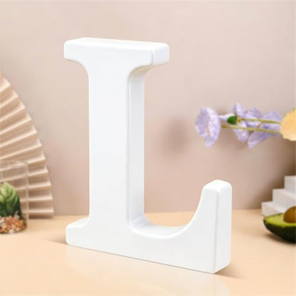 6 Inch White Wood Letters Unfinished Wooden Letters for Wall Decor Decorative Standing Letters Slices Sign Board Decoration for Craft Home Party Projects (L) by Unknown