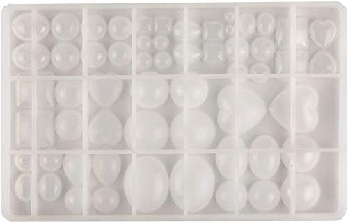 ScivoKaval Cabochon Gem Jewelry Silicone Mold Oval Teardrop Square Heart Round Shapes for Polymer Clay Crafting Resin Epoxy Pendant Earrings Making Casting DIY Craft Mold 29 Design 58 Cavity Large - Image 2