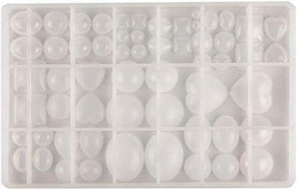 ScivoKaval Cabochon Gem Jewelry Silicone Mold Oval Teardrop Square Heart Round Shapes for Polymer Clay Crafting Resin Epoxy Pendant Earrings Making Casting DIY Craft Mold 29 Design 58 Cavity Large - Image 2