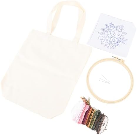 GLOGLOW Other Sewing and Embroidery Supplies Kit Beginner Embroidery Kit with Stamped Pattern Threads Hoop for Women Girls DIY Craft Project Canvas Bag Nan (White) by Unknown