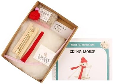 Wizardi Beginner Needle Felting Kit for Adults - Skiing Mouse. Animal Felting Kit 8cm Tall. Felting Tools. Wool Felting Supplies. Felt Crafts. Wool Felt. The Makerss - Image 3