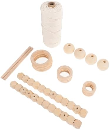 Alipis Macrame Supplies Kit Braided Cord Beads Rings Wood Sticks Complete Macrame Kit for Adults Wall Hanging Projects by Alipis