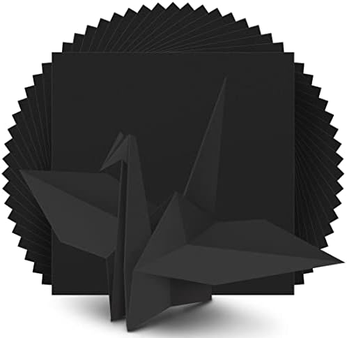 IOOLEEM Origami Paper, 200 Sheets, Black Origami Paper, 6 Inch Square, Double Sided Colored Paper for Crafts DIY Party & Decoration by IOOLEEM