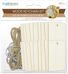 DIY Wood Keychain Making Craft Kit - Makes 18 Keychains (Rectangular) - Image 2