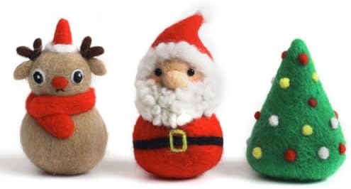 3 Pack Santa Claus Needle Felting Beginners Kits, Christmas Tree Reindeer by Unknown