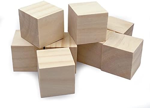 Wood Blocks for Crafts, Unfinished Wood Cubes, 2 Inch Natural Wooden Blocks, Pack of 8 Wood Square Blocks, Wooden Cubes for Arts and Crafts and DIY Projects - Image 3