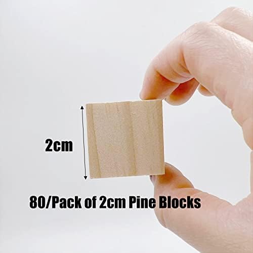 Wood Blocks for Crafts, Unfinished Wood Cubes, 2 cm Natural Wooden Blocks, Pack of 80 Wood Square Blocks for Arts and Crafts and DIY Projects - Image 2