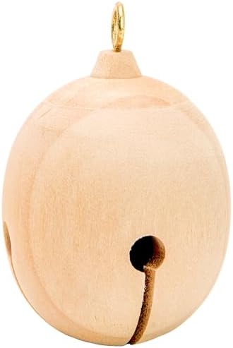 Wooden Jingle Bells Ornaments 2-3/4 Inch Tall (with Eye Hook) x 2 Inch Wide, Bag of 2 Unfinished Wooden Jingle Bells, Perfect for Christmas Decorations by Woodpeckers - Image 2