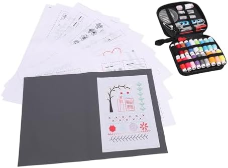 Greensen Embroidery Kit, Fabric Embroidery Stitch Book Sewing Tools Set with 18 Threads 10 Needles 8 Stitch Papers, DIY Craft Kit for Beginners and Enthusiasts by Greensen
