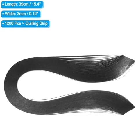 PATIKIL 1200pcs Quilling Strips Paper 1/8"(3mm) 39cm Origami Paper Quilling Strip for Art DIY Hand Craft Christmas, Black - Image 2