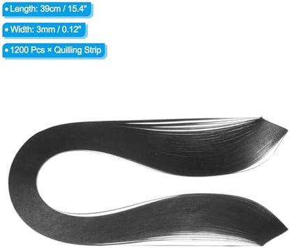 PATIKIL 1200pcs Quilling Strips Paper 1/8"(3mm) 39cm Origami Paper Quilling Strip for Art DIY Hand Craft Christmas, Black - Image 2