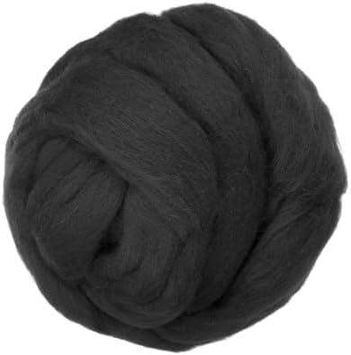 PATIKIL Wool Roving Yarn, 150G/5.3OZ Soft Felting Wool Pure Chunky Roving Yarn Bulk for Needle Felting Knitting Blanket Spinning Weaving DIY Craft, Black by PATIKIL