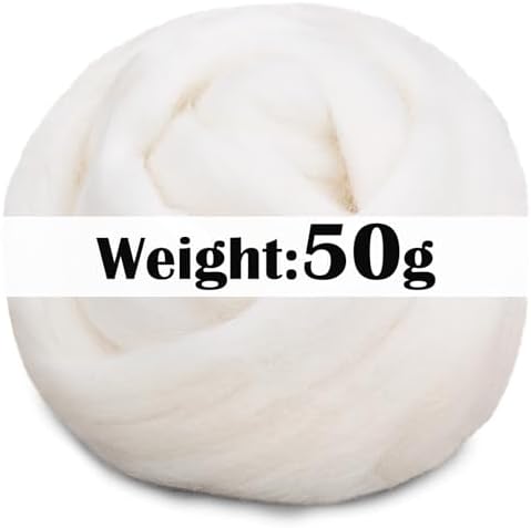 Mayboos 1.76oz Original White Natural Wool Roving, Needle Felting Wool - Image 2