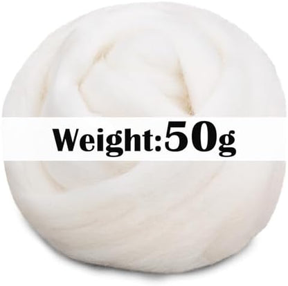 Mayboos 1.76oz Original White Natural Wool Roving, Needle Felting Wool - Image 2