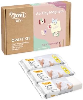 Jovi - Pottery Kit for Adults, Kit with Air Dry Clay, Paints, Tools and Step-by-Step Guide for Making Magnets + 3 Air Dry Clay White Bars by Jovi