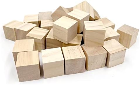 Wood Blocks for Crafts, Unfinished Wood Cubes, 3cm Natural Wooden Blocks, Pack of 25 Wood Square Blocks, Wooden Cubes for Arts and Crafts and DIY Projects - Image 3