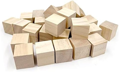 Wood Blocks for Crafts, Unfinished Wood Cubes, 3cm Natural Wooden Blocks, Pack of 25 Wood Square Blocks, Wooden Cubes for Arts and Crafts and DIY Projects - Image 3