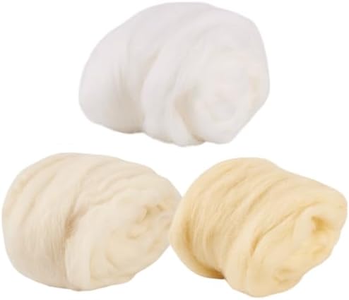 60G Needle Felting Wool White Wool Roving for Needle Felting Multicolor Yellow Soft Spinning Wool Bulk for Felting DIY Crafts Hand Spinning Supplies - Image 7