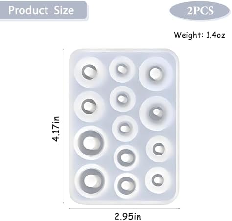 Silicone Earring Resin Molds, 2 Pack 13-Cavity Jewelry Making Molds, Cylindrical Bead Design with Hole - Image 2