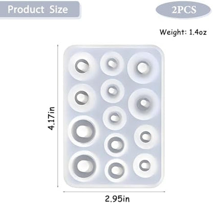 Silicone Earring Resin Molds, 2 Pack 13-Cavity Jewelry Making Molds, Cylindrical Bead Design with Hole - Image 2