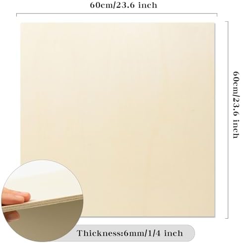 3 Pack 24 x 24 x 1/4 Inch-6mm Thick Basswood Sheets for Crafts - Unfinished Plywood Boards Square for DIY Laser Projects, Wood Burning, Engraving, Staining, Architectural Model - Image 2