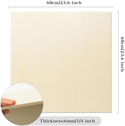 3 Pack 24 x 24 x 1/4 Inch-6mm Thick Basswood Sheets for Crafts - Unfinished Plywood Boards Square for DIY Laser Projects, Wood Burning, Engraving, Staining, Architectural Model - Image 2