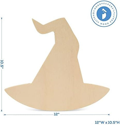 Wood Witch's Hat Cutouts 12 x 10-1/2 Inch, Pack of 1 Fall Unfinished Wood Cutouts to Paint and Display, Halloween Decorations, by Woodpeckers - Image 4