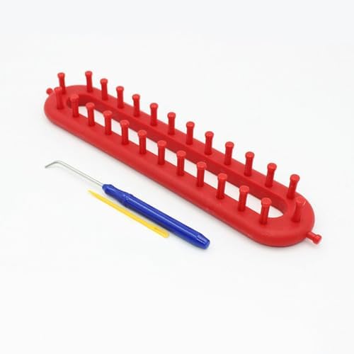 Knitting Loom Kit, Rectangle Weaving Looms Set with a Crochet Hook and Needle, Quick Scarf Hats Maker DIY Crocheting Handmade Craft Kit for Knitting Lovers Beginners(26cm,Red) by Unknown
