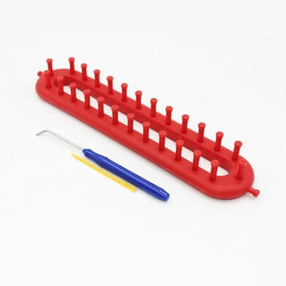 Knitting Loom Kit, Rectangle Weaving Looms Set with a Crochet Hook and Needle, Quick Scarf Hats Maker DIY Crocheting Handmade Craft Kit for Knitting Lovers Beginners(26cm,Red) by Unknown
