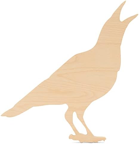 Raven Wooden Cutout 12 x 11 Inches, 1 Unfinished Birch Wood Animal Cutout for Halloween Decor and DIY Crafts, by Woodpeckers by Woodpeckers