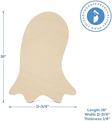 Unfinished Ghost Cutout 16 x 11-3/4-inch, 1/4 inch Thick, Pack of 6 Craft Ghosts, Halloween Wooden Cutouts for Decor, by Woodpeckers - Image 5