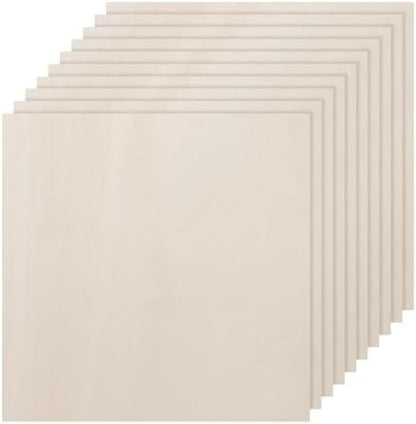 DMiotech 25 Pack 4 x 4 x 1/13 Inches 2mm Thick Wood Sheets Basswood Sheets Unfinished Plywood Squares Plywood for DIY Craft Laser Wood Burning Drawing by DMiotech