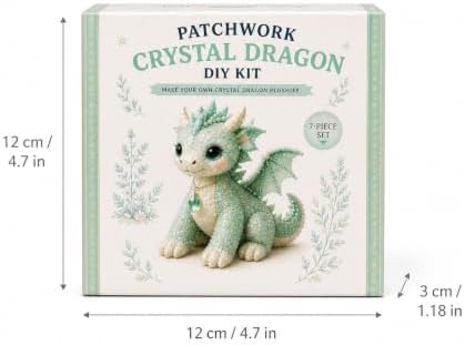 TREBIN Patchwork DIY Sewing Kit for Adults Beginners, Animal Craft Kits, Handmade Beaded Fabric Cover, Sewing Craft Kit for Home Decor Keychain Tissue Box Cover (Cream Beige Fairies Dragon) - Image 7
