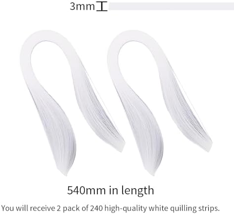 Acoeitl Quilling Paper Strips 240 Strips White Paper Quilling Set Width 3mm Length 54cm Quilling Supplies DIY Quilling Paper Quilling Art Strip for Crafts (2 Pack) - Image 2