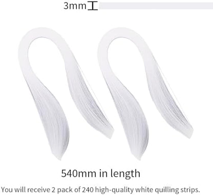 Acoeitl Quilling Paper Strips 240 Strips White Paper Quilling Set Width 3mm Length 54cm Quilling Supplies DIY Quilling Paper Quilling Art Strip for Crafts (2 Pack) - Image 2