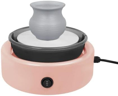 Mini Pottery Wheel for Adults & Kids, Pottery Wheel Kit for Beginners, 6" Turntable with Adjustable Speed, Complete Clay Sculpting Tools, Ideal for DIY Craft Projects & Birthday Gifts (Pink) - Image 2