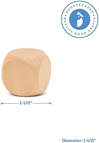 Blank Wooden Dice for Crafting and Games, 1.5 Inch Wood Blocks for Crafts, Pack of 3 Unfinished Small Wooden Blocks for Crafts, Small Wooden Cubes for Games & Party Decor, by Woodpeckers - Image 4