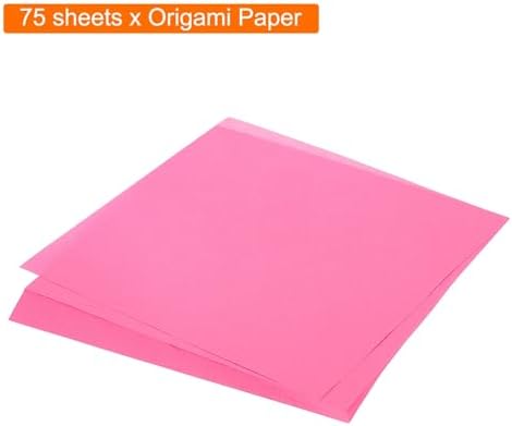 MECCANIXITY 75 Sheet Origami Paper Double Sided 8x8" Fluorescent Peach Red - Image 3