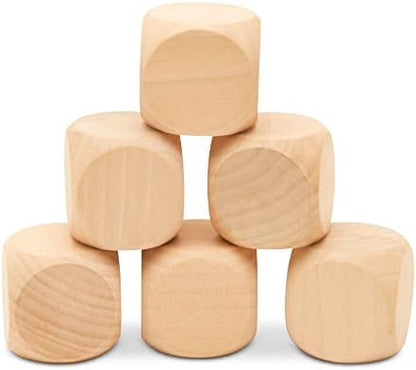 Woodpeckers Blank Wooden Dice for Crafting and Games, 1 Inch Wood Blocks, Pack of 50 Unfinished Small Cubes for Crafts, Games & Party Decor by Woodpeckers